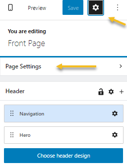 toggle on the page editor