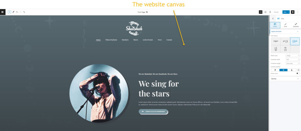 website canvas