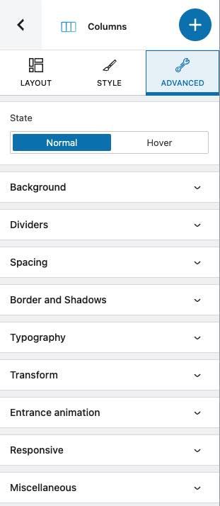 How to customize spacing and alignment for sections, columns, and blocks