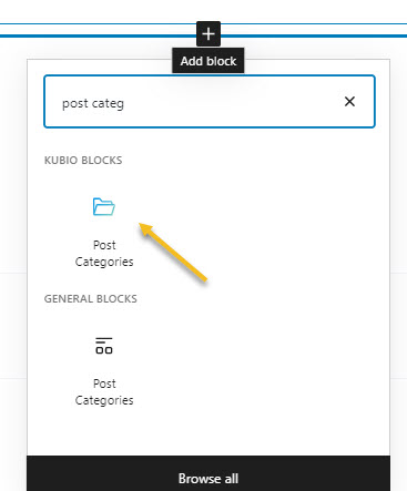 Add the post categories block