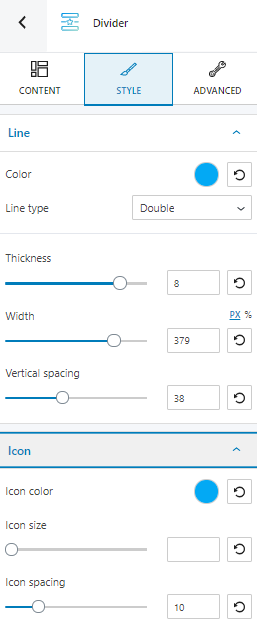 Divider block styling options