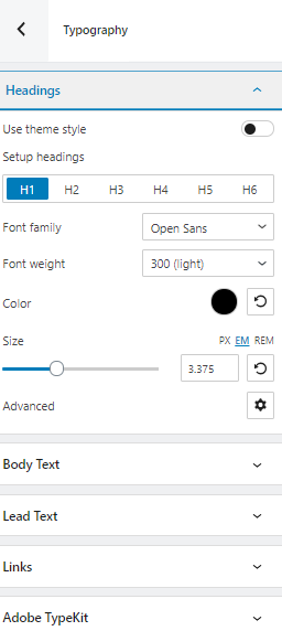 Global typography options