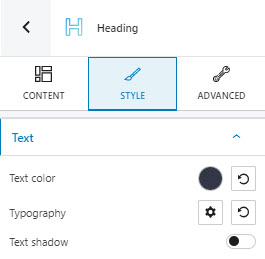 Heading style text options