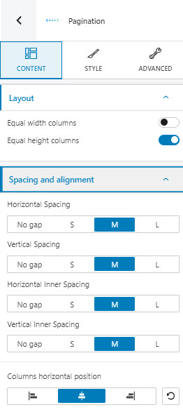 Pagination layout