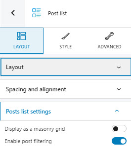 Post list settings