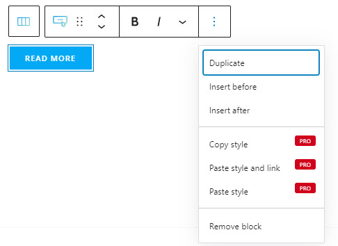 Read more button block with toolbar