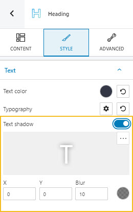 Text shadow options