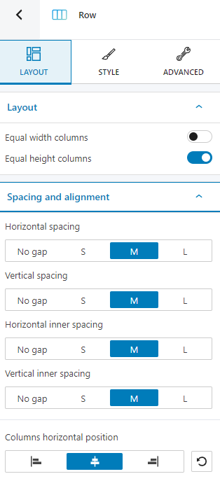 row content options