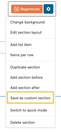 Save as custom section