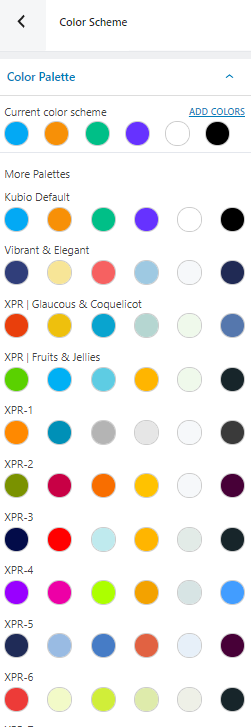 Managing color palettes - Full Site Editing