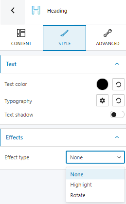 heading Gutenberg block - styling