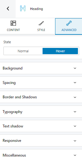 heading block advanced edits