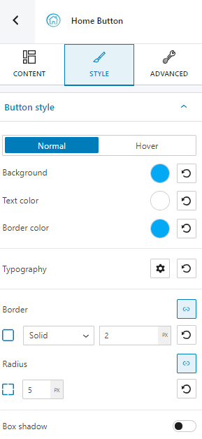 home button block styling