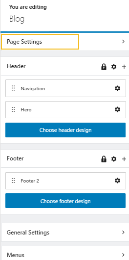 kubio page settings