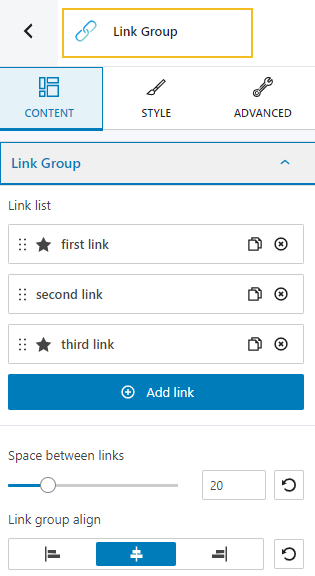link group content editing