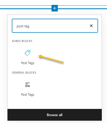 look for the post tags block