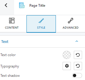 page title block styling in the Kubio editor