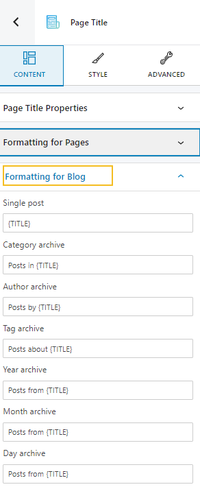 page title formatting for blog