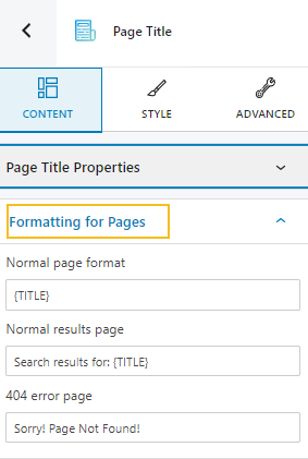 page title formatting