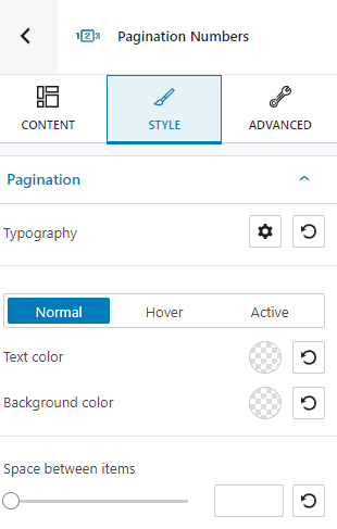 pagination numbers block styling