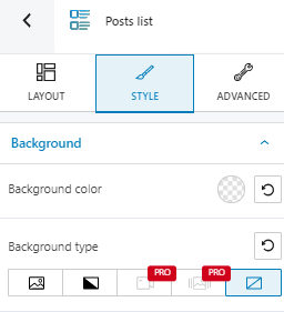 posts list block styling options