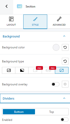 section styling