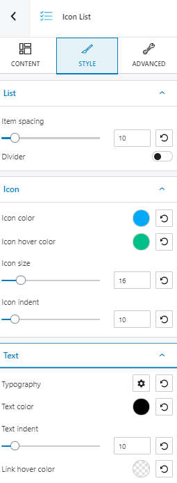 styling the icon list Gutenberg block