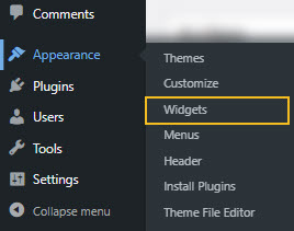 widgets in the dashboard