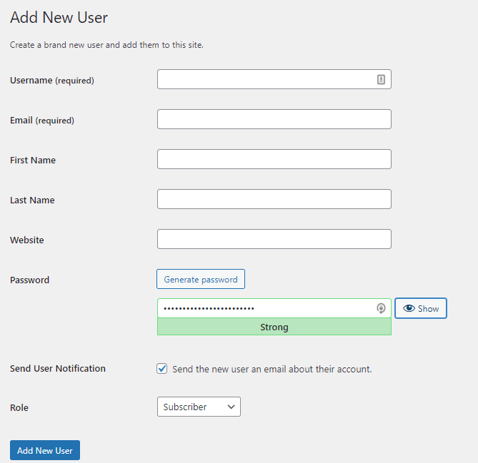 Adding WordPress users