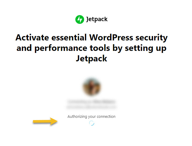 Authorizing JetPack connection to your account