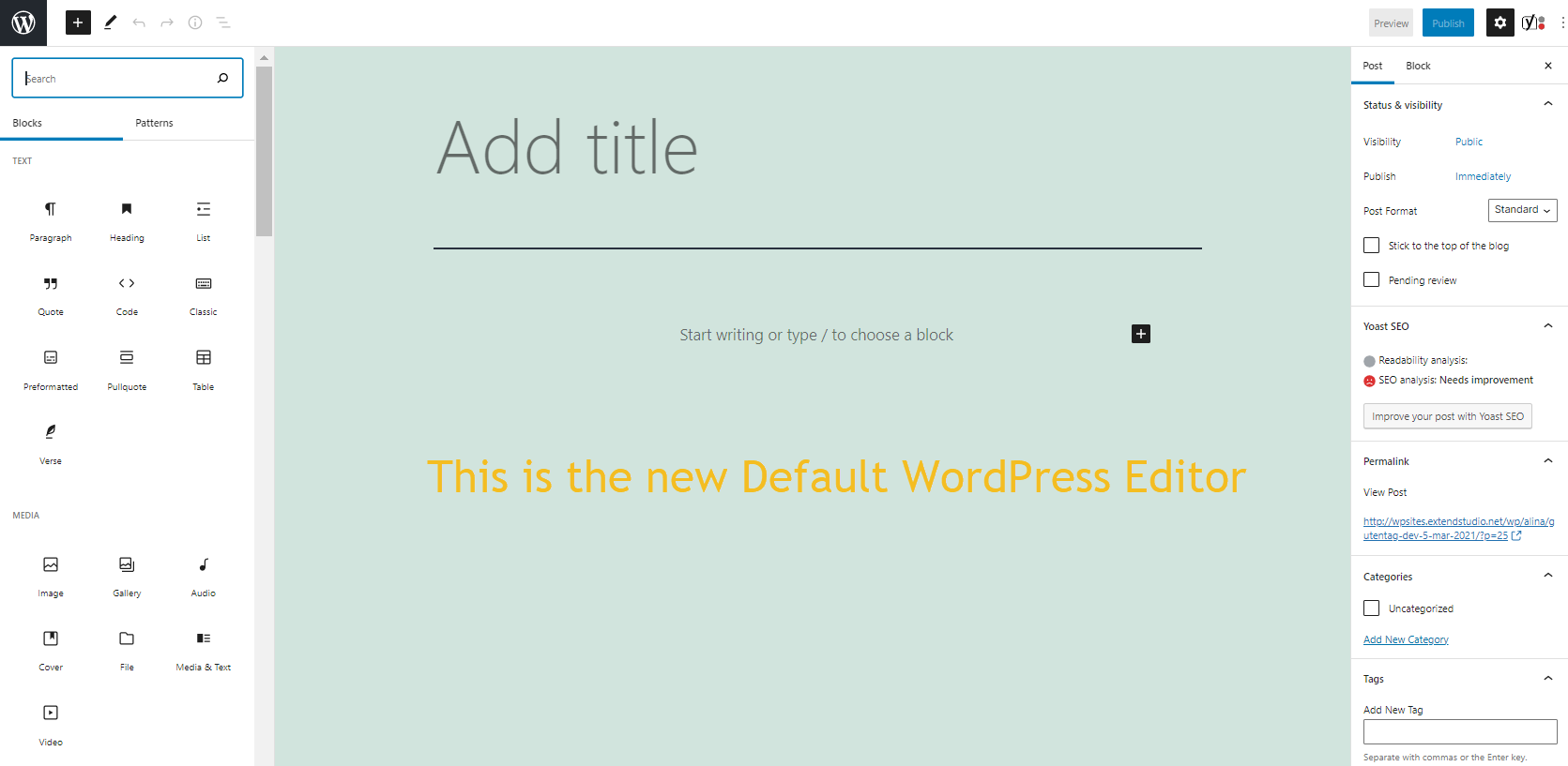 Default WordPress Editor