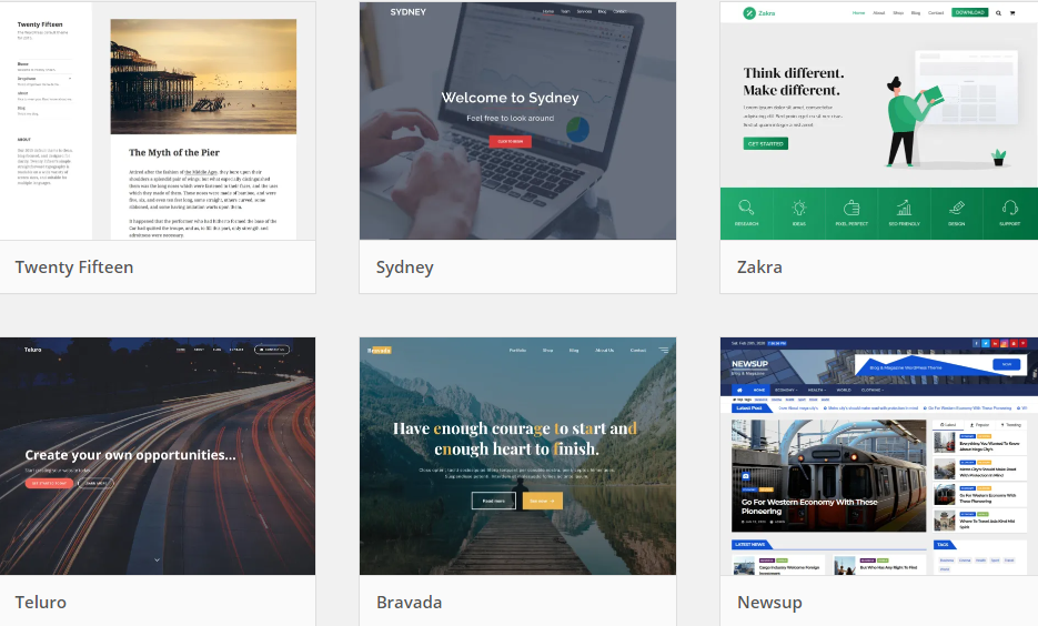 WordPress themes example