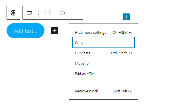 block editing toolbar