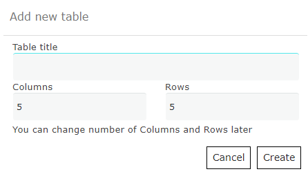 Manage table rows and columns