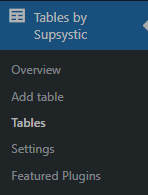 Add a table in Supsystic