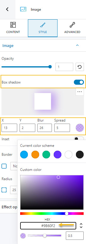 Adding a box shadow