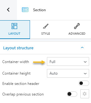 Making a section full width