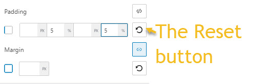 Padding and reset button
