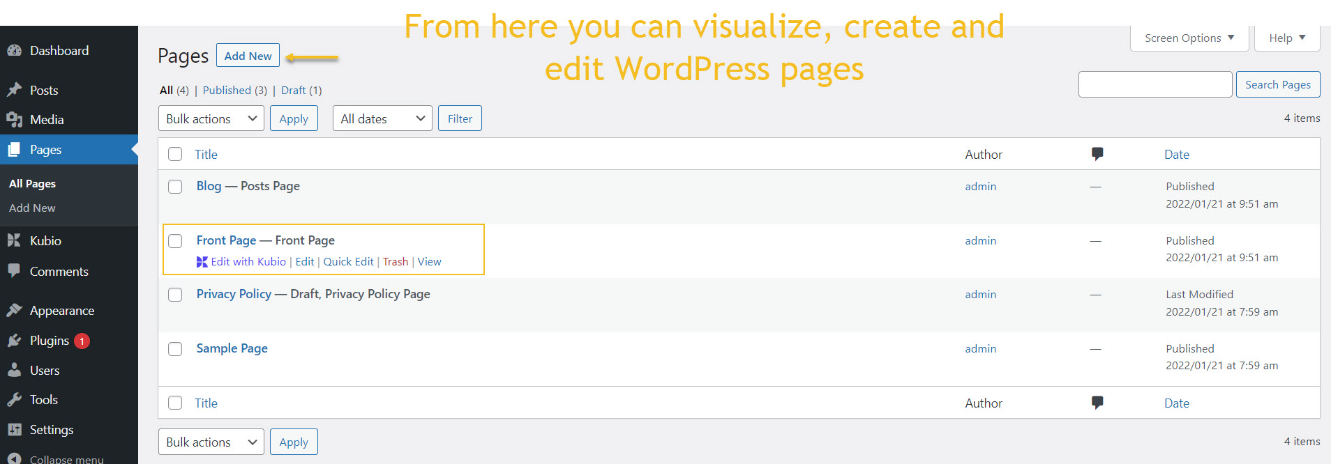 Pages in WordPress