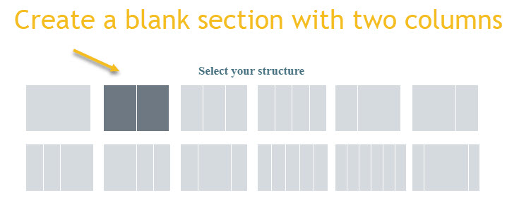 create a section with two columns