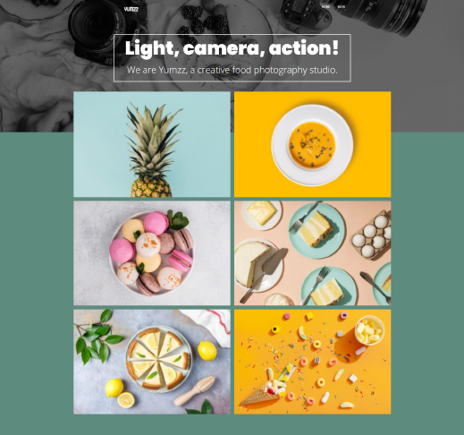 Food photography website design