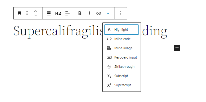 Add highlight and strikethroughs to a heading