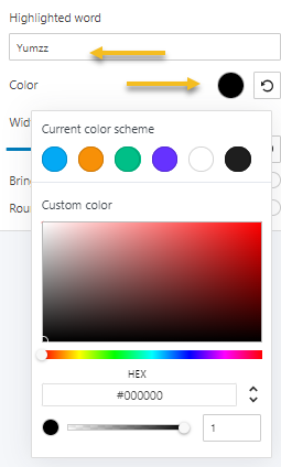 Picking a color for the highlight effect