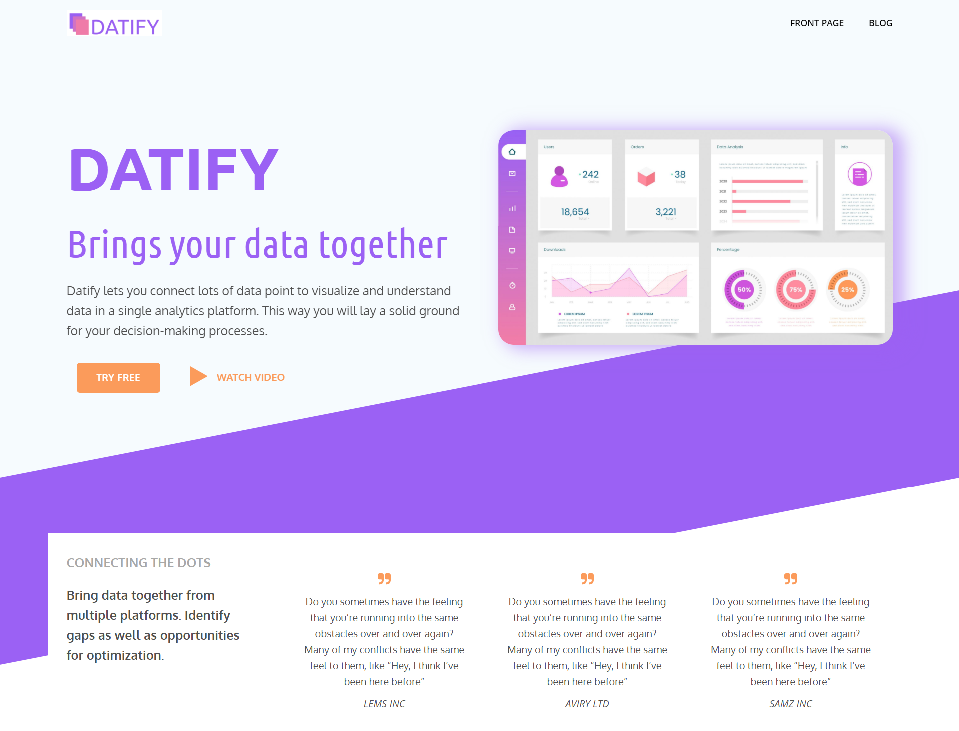 initial SaaS website design sections