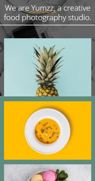 Mobile version for the food photography website