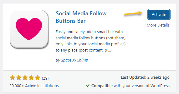 Activate the Social Media Follow Button Bar