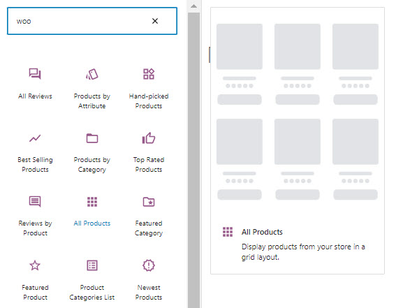 All Products WooCommerce block