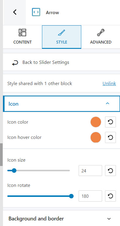 Arrow styling in the block editor