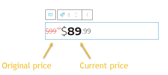 Current and original price