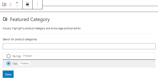 Featured category Woo block